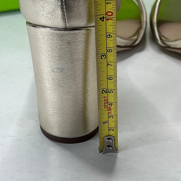 Sam Edelman Robyn Leather Ankle Strap Heel Gold I3433L4700 Women's 9.5M Tried On - Picture 8 of 11